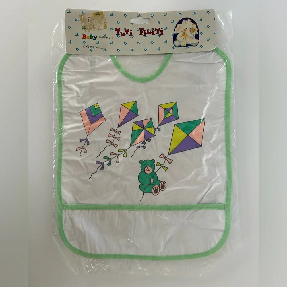 🦋 5/$25 - Tuti Fruiti Baby Bib Vintage - NWT - Teddy Bear Flying Kites
